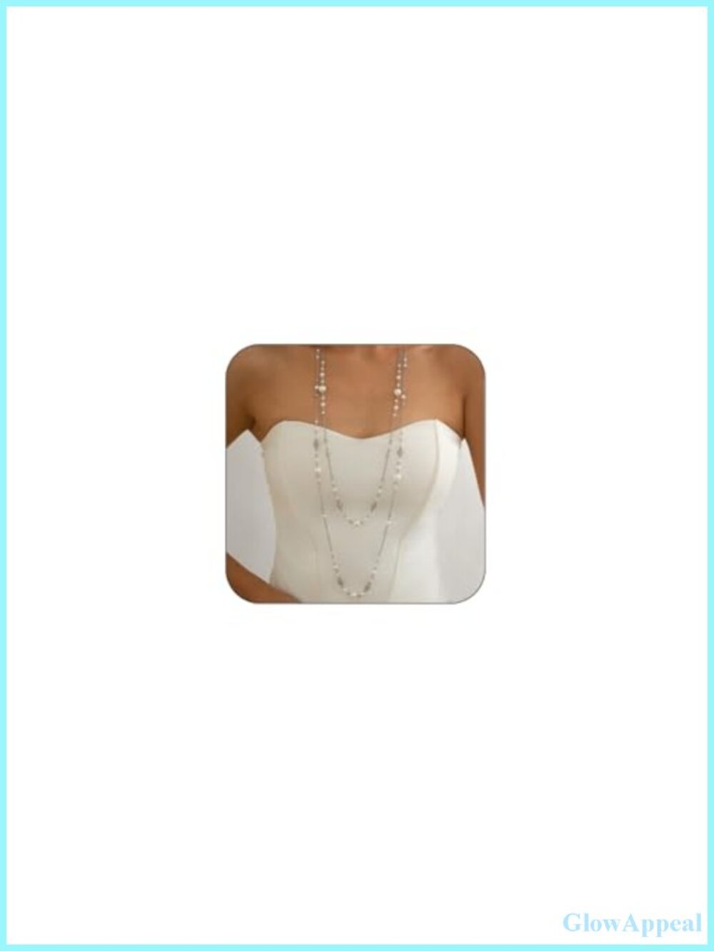Long Faux Pearl Necklace Dainty Layered Strand Statement Sweater Necklace